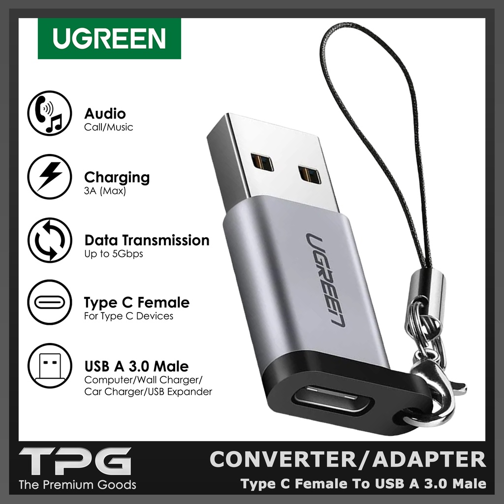 Jual UGREEN ADAPTER CONVERTER TYPE C FEMALE TO USB A 3.0 MALE DATA CHARGING Shopee Indonesia