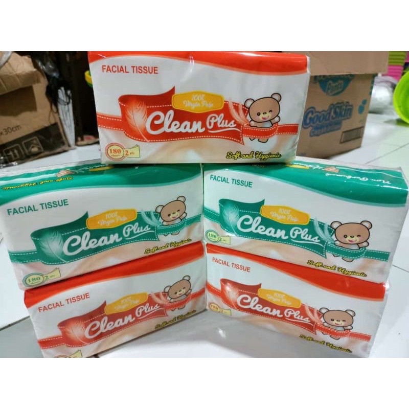 TISUE CLEAN PLUS 180sheets TISUE FACIAL TISSUE CLEANPLUS