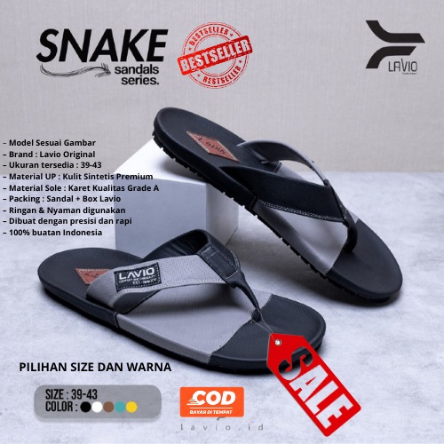 LAVIO SNAKE Sandal Pria Kekinian  Sandal Pria Casual Sandal Karet Pria Sandal Kulit Pria Sendal Kuli