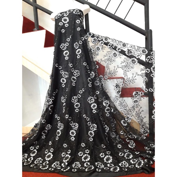 Kain tile 3d bordir,bahan tile 3dmutiara,Kain tile brokat, tile mutiara, tile polos, tile 3d, tile 3