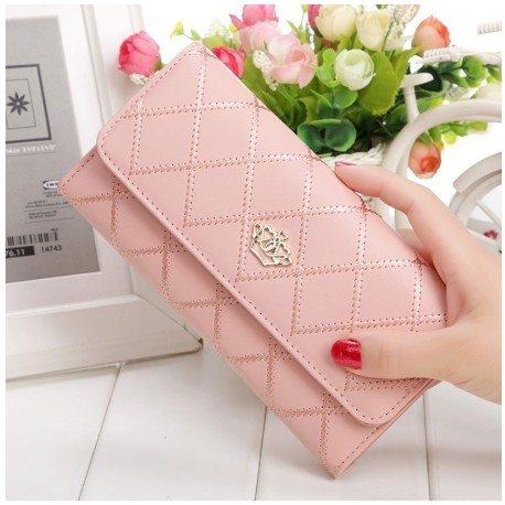 Dompet Panjang Lipat Bahan Kulit PU Kapasitas Besar Dengan Fashion Dompet Wanita Kode-#87