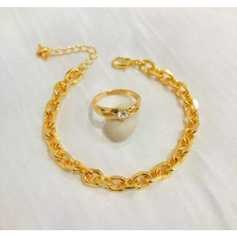 GELANG RANTAI DAN CINCIN PERMATA 1 EMAS THAILAND TITANIUM
