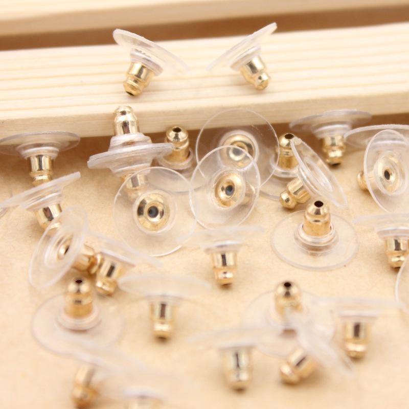 Ear Plugs Universal Bahan Karet Warna Gold Silver Untuk Aksesoris Perhiasan