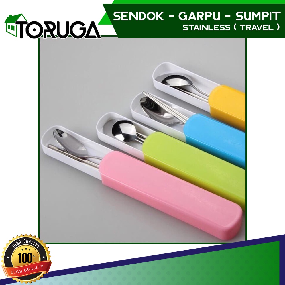 Set Alat Makan Travel Sendok Garpu Sumpit Stainless Steel Praktis Hemat Cutlery Type