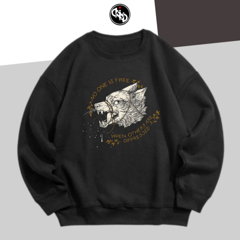 QUINNO - Sweater Crewneck No One Is Free - Crewneck Pria Wanita Q004