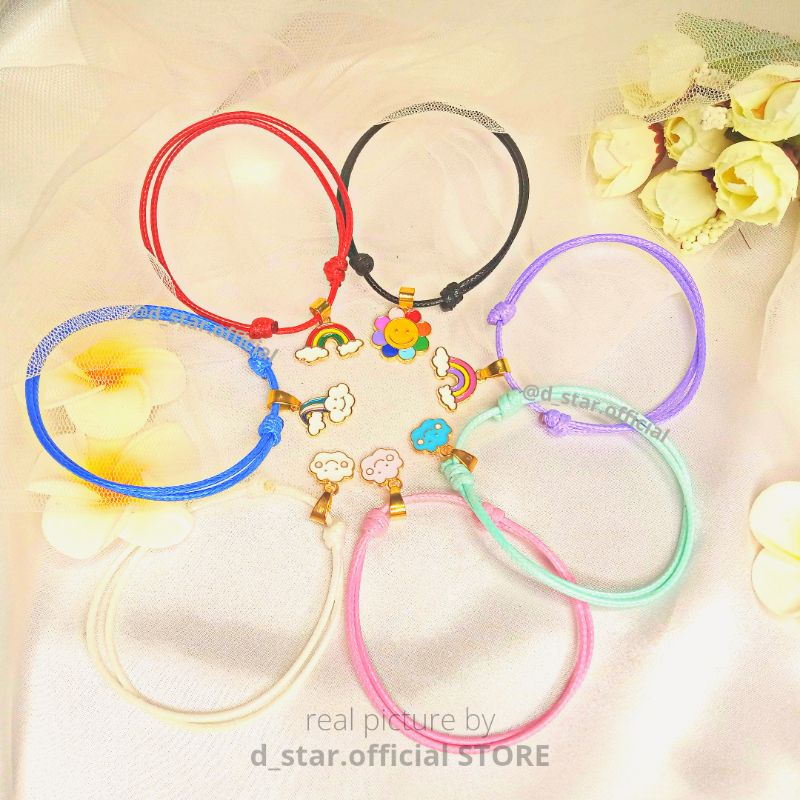 gelang couple persahabatan liontin awan cloud pink biru putih bintang