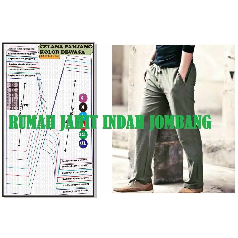 pola jiplak celana panjang kolor dewasa ukuran s-3xl polacelana polabaju