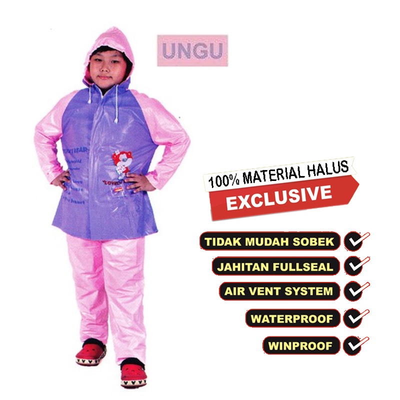 [TERLARIS] Jas Hujan ELMONDO Anak Anak Setelan Jas Hujan Karaker Lucu Murah Hemat Anak Kecil SD Baju Jaket Celana Jas Hujan Anti Rembes Bahan Tebal Halus Premium Jas Hujan Anak Celana Setelan Kids Raincoat Set With Pants