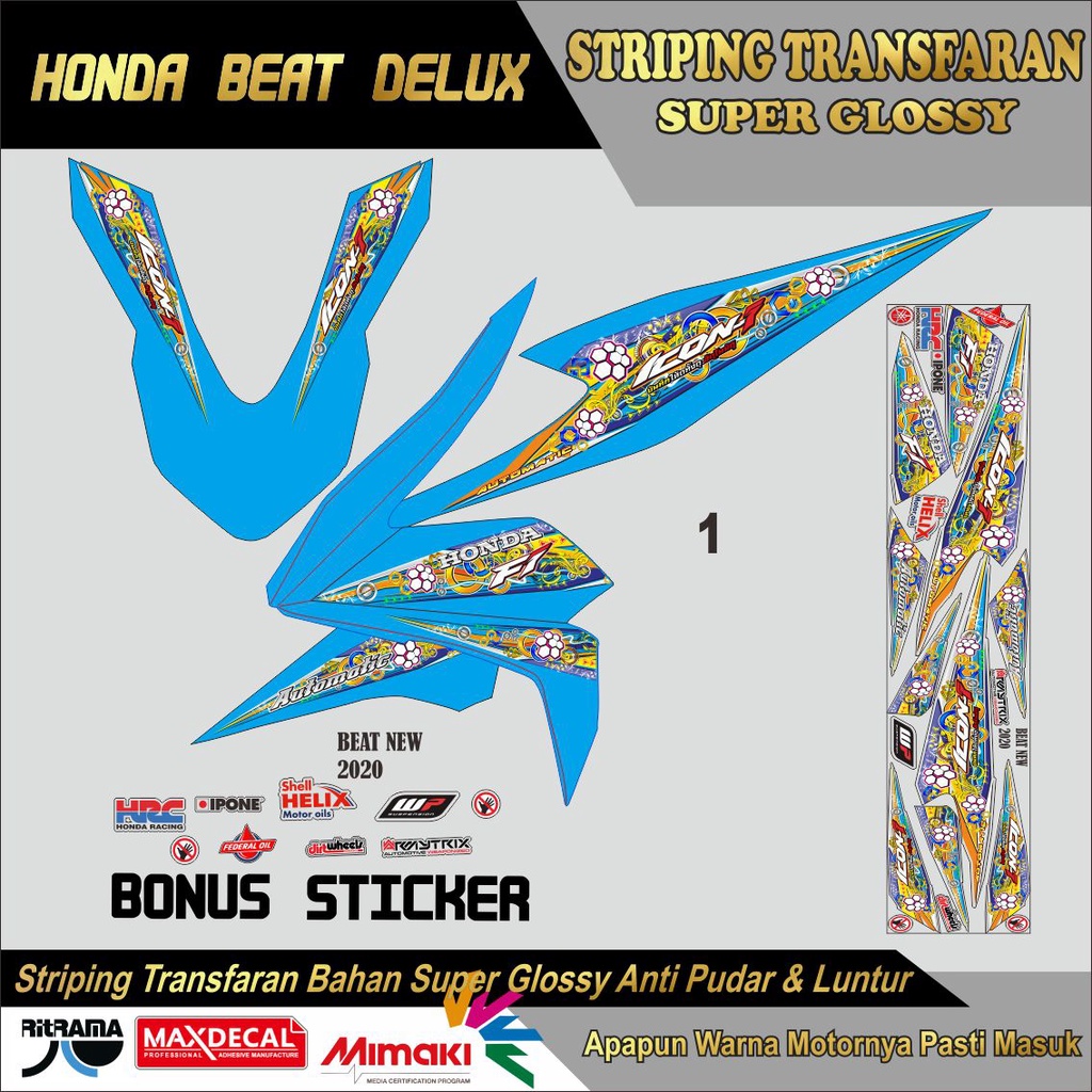 STRIPING TRANSAPARAN UV GLOSY BEAT DELUK LIS BODI TRANSPARAN UV GLOSY BEAT DELUK