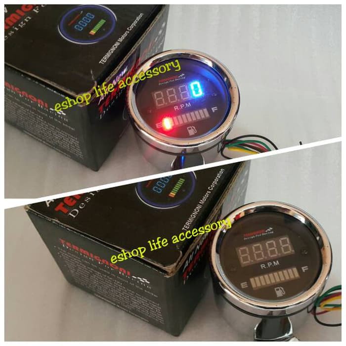jual rpm + fuelmeter digital led tmg universal motor vixion tiger caferacer