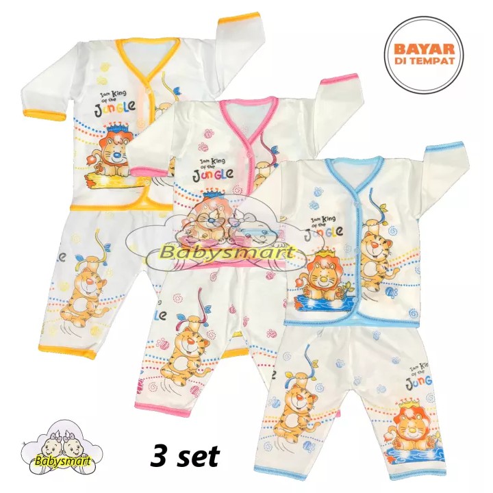 BAYIe - MELODY PUTIH ... 3 SET Setelan Baju Lengan Panjang Bayi+Celana Panjang umur 0-3 bulan