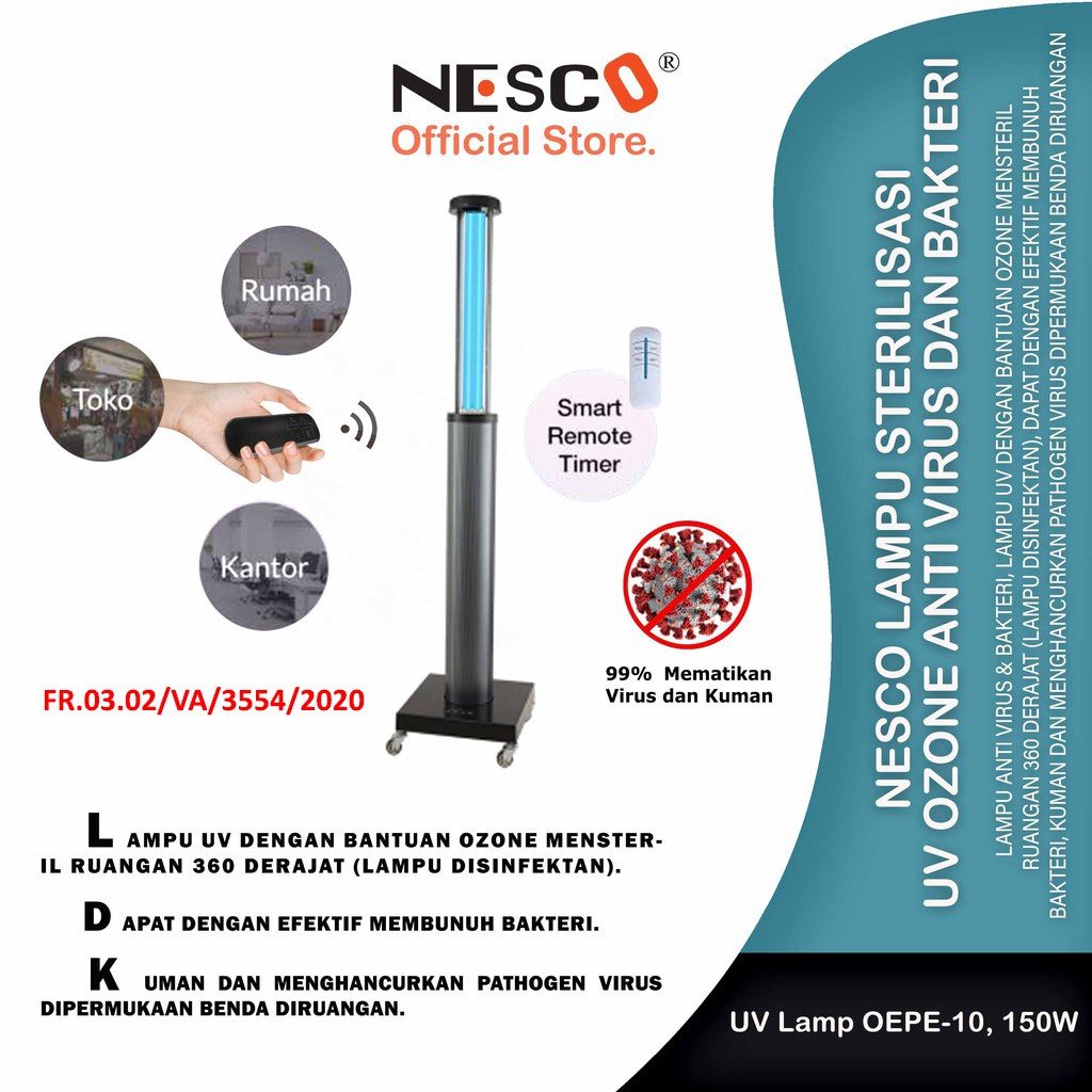 NESCO LAMPU STERILISASI  UV OZONE ANTI VIRUS DAN BAKTERI  UV Lamp OEPE-10, 150W