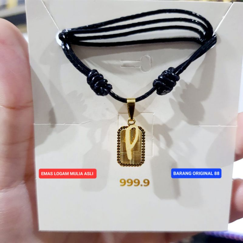 KALUNG LIONTIN EMAS ASLI ANTAM 99.99% HURUF P ALPHABET ALFABET 24K 24 KARAT
