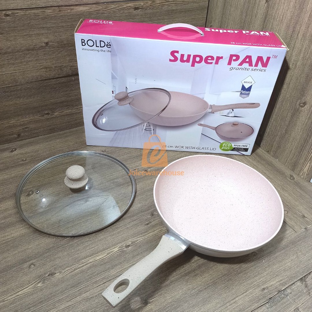 BOLDE SUPER PAN WOK 28 CM BEIGE + LID (DUS)