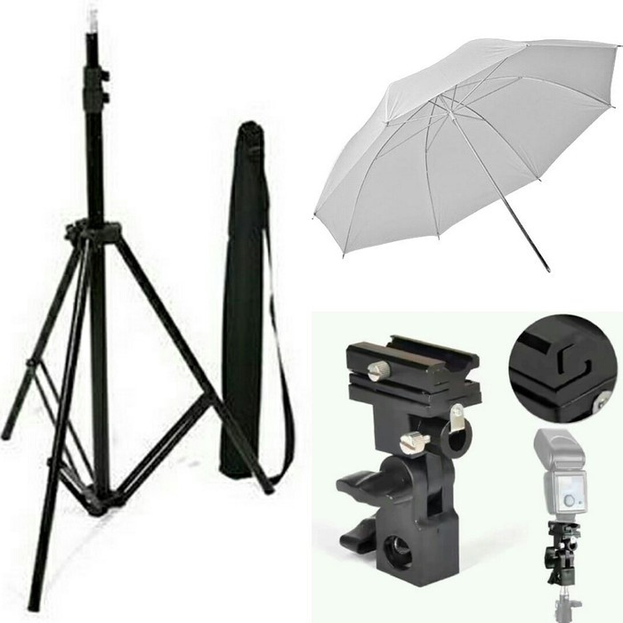 Jual Paket Lightstand WITH BAG + payung putih + Flash holder Indonesia