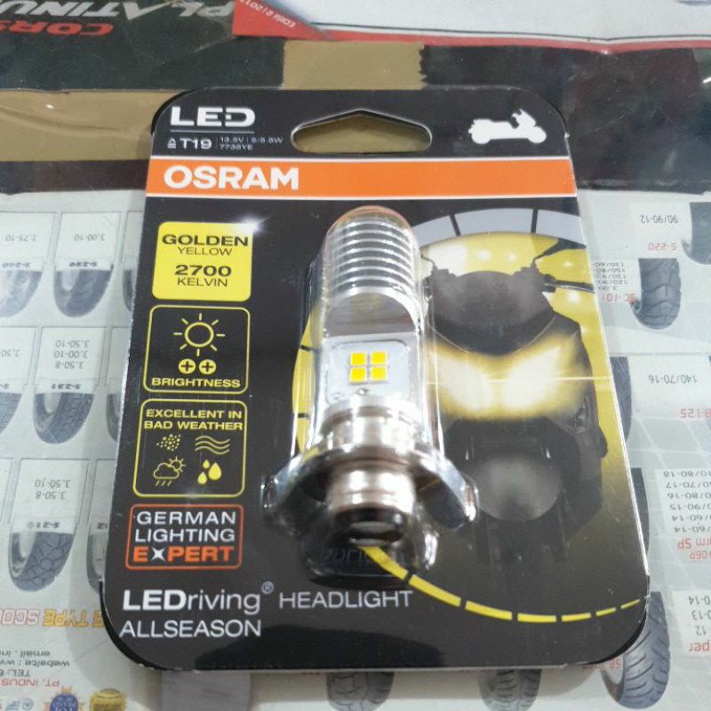 bohlam depan led kaki 1 t19 warna sinar kuning merk osram