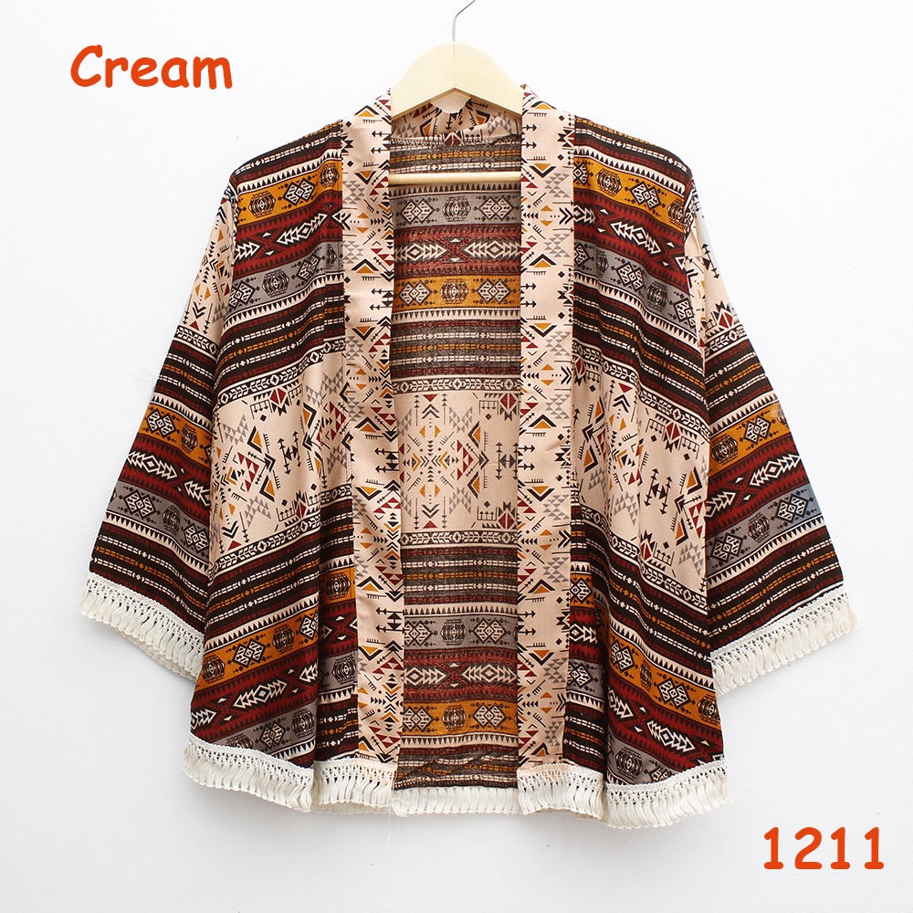 [BOHO.id] Outer bohemian tribal bunga cardigan etnik cream