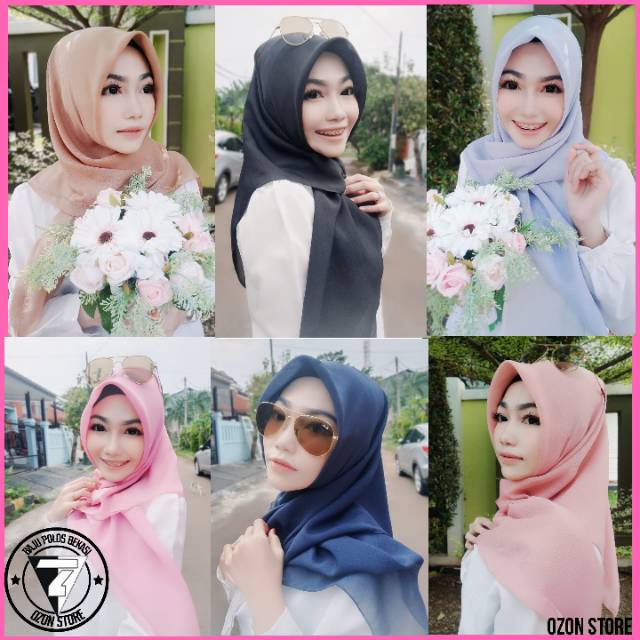 Kerudung Segi Empat Bella Square Hijab Jilbab Polycotton Daily Hijab Simple - COKLAT MUDA