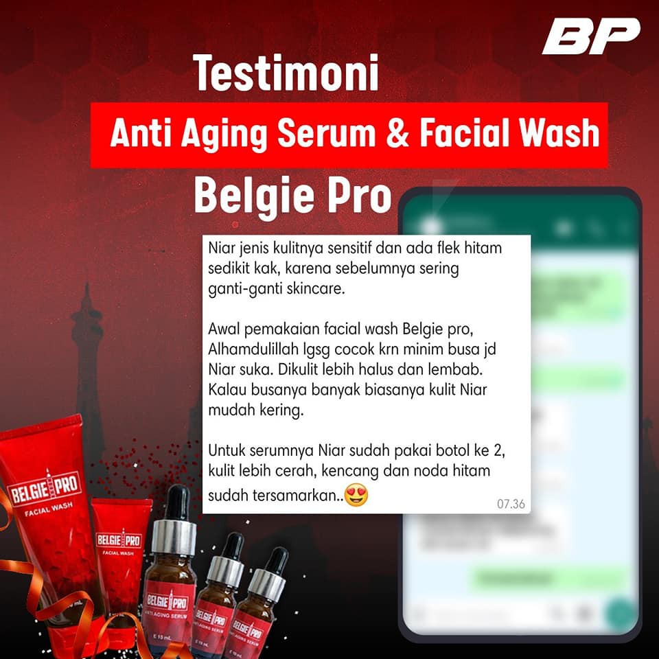 Belgie Pro paket 3 Botol Facial Serum &amp; Facial Wash