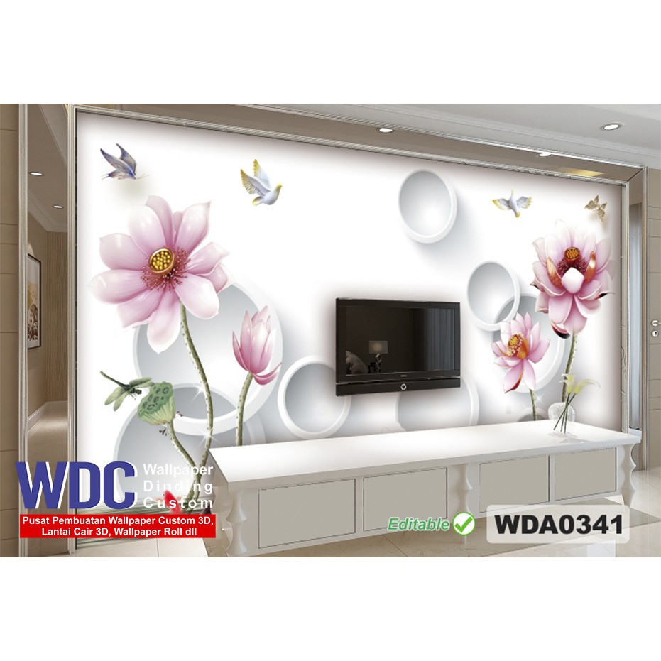 wallpaper dinding custom 3d bunga, wallpaper 3d bunga, wallpaper 3d murah, wallpaper 3d
