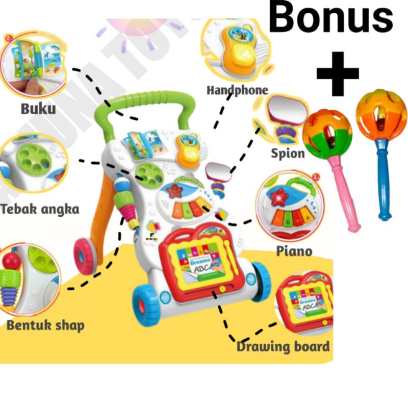 MAINAN BAYI DORONG BABY PUSH WALKER ALAT BANTU JALAN BABY WALKER MUSIC WALKER MURAH DORONGAN BABY