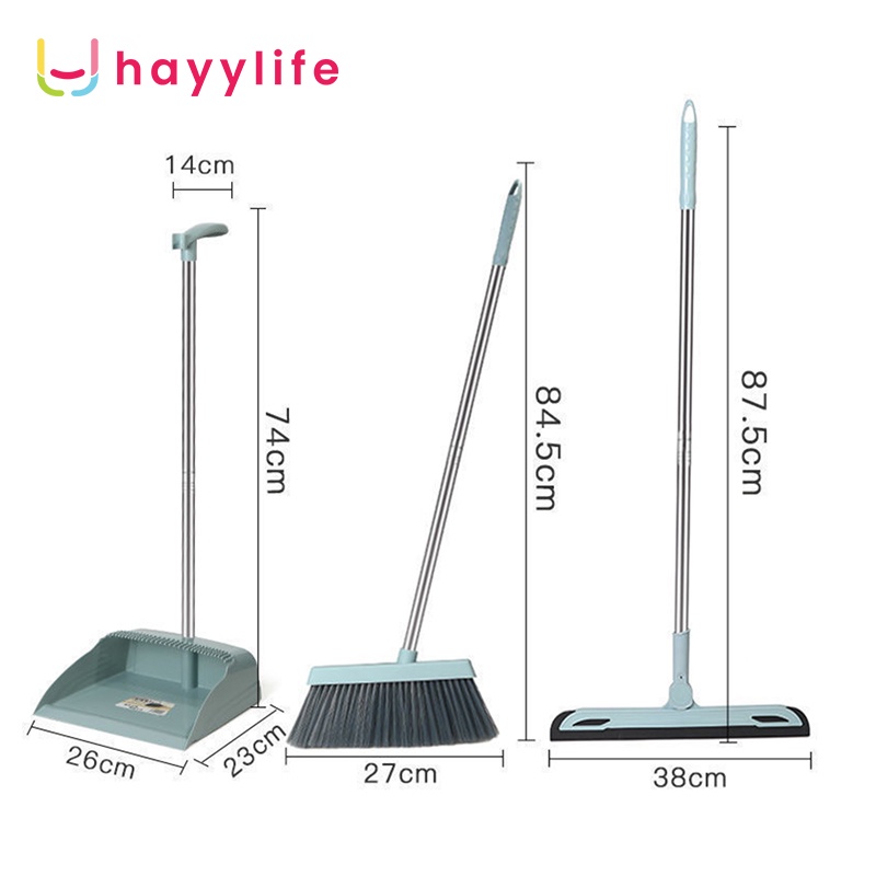 Select X Hayylife Set Sapu Lantai Pleksibel - Set Sapu Pengki Plastik Rumah Tangga 3 in 1 HL-AFC617