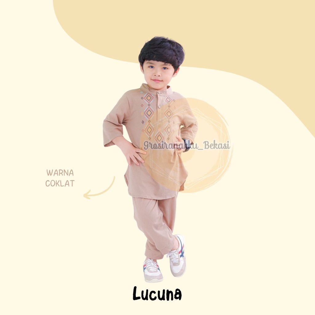 Setelan Koko Anak Fawaz Lucuna Warna Coklat Size 1-5 Thn