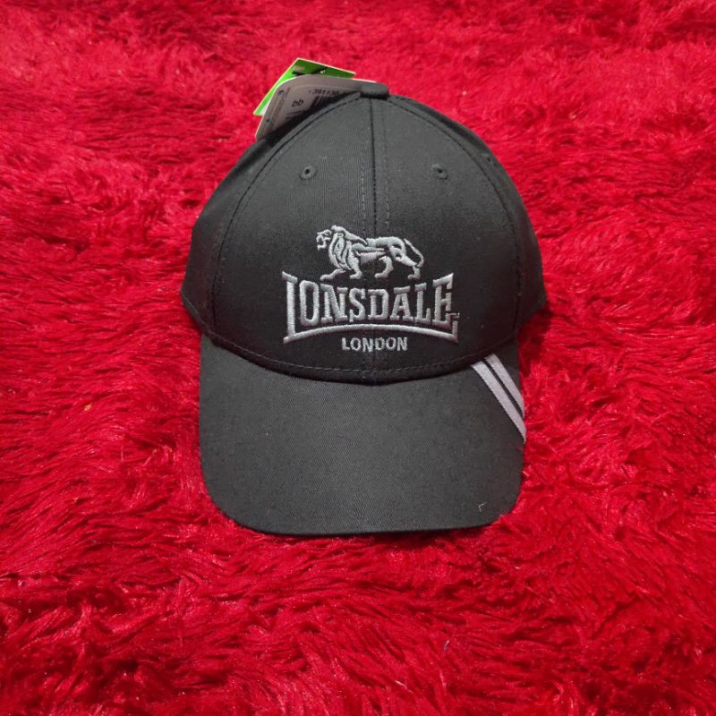 Topi Cap Lonsdale 2 Stripe Black Original