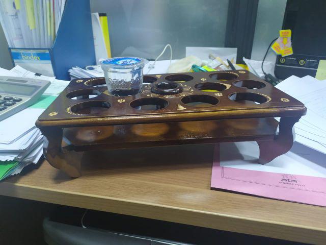 Tempat Aqua Gelas Kayu Jati Persegi Panjang