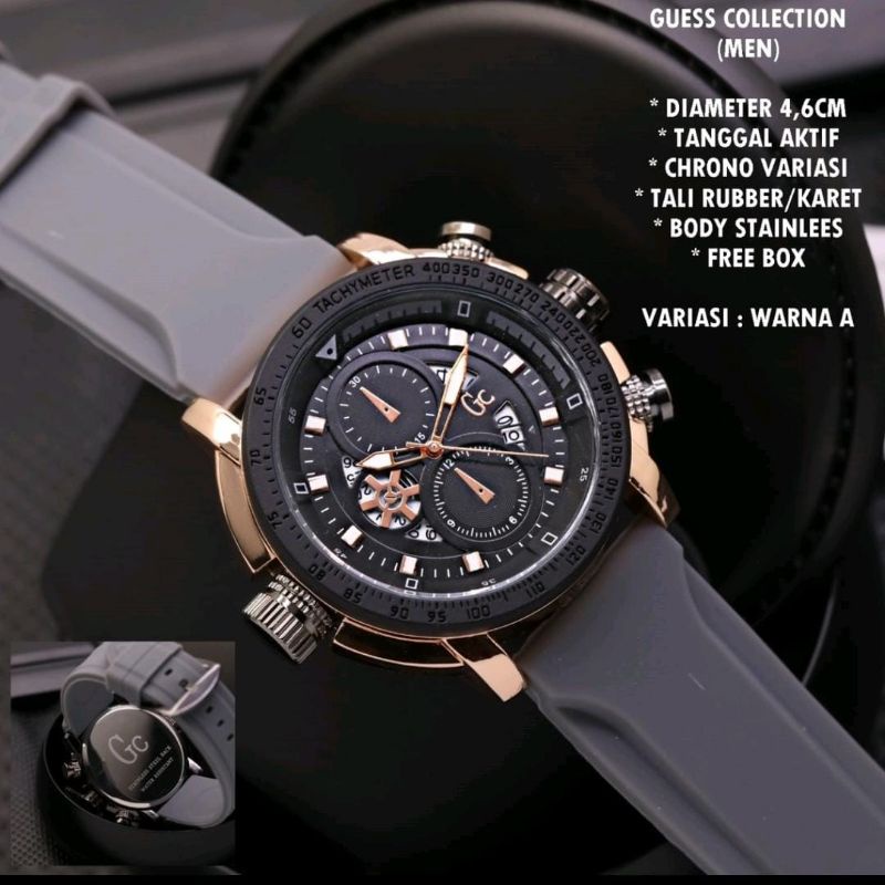 Jam Tangan G-Collection Rubber Chrono Tgl Aktif Jam Tangan Pria GC Jam Tangan Fashion