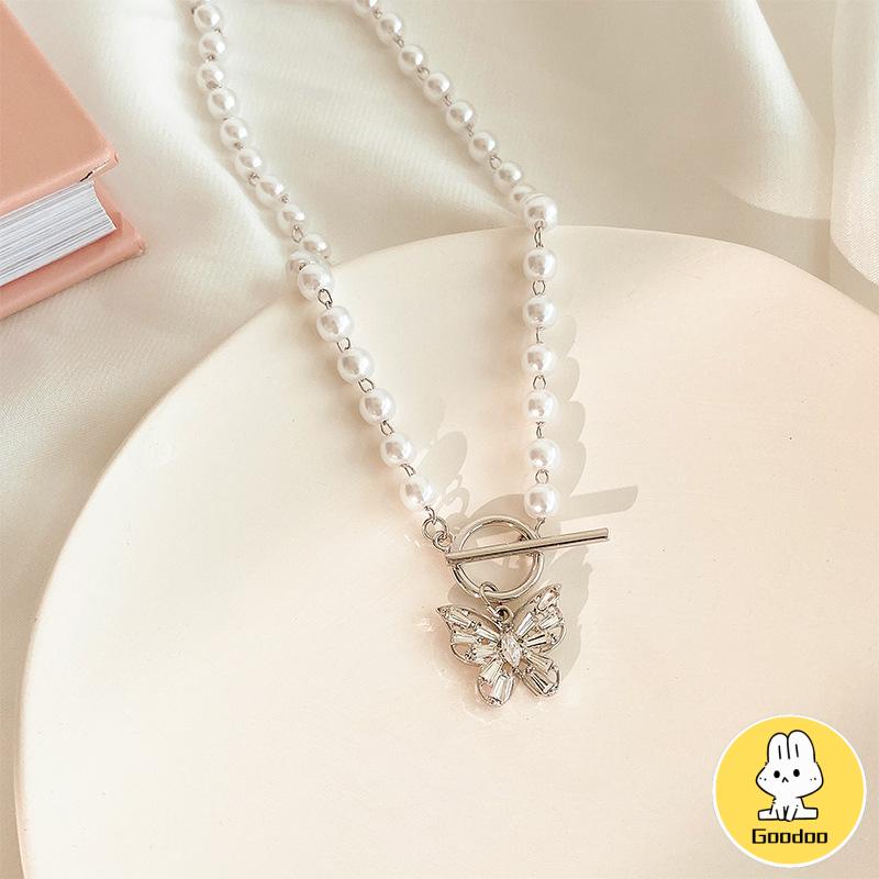 Kalung Choker Kupu-kupu Mutiara Yang Cocok Jewelry Untuk Semua Temperamen Peri Aksesoris Wanita-Doo