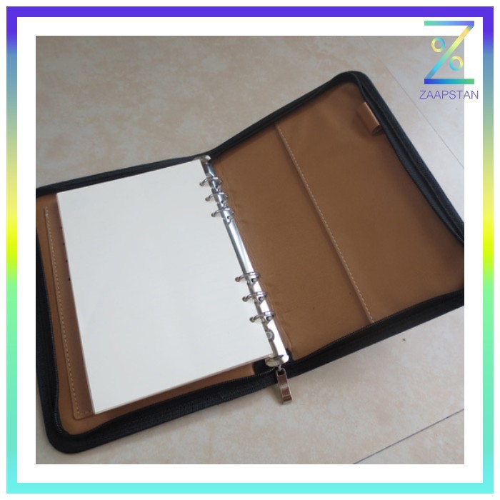 Buku Catatan Binder Note Cover Kulit with Kalkulator - Y8302 - Black