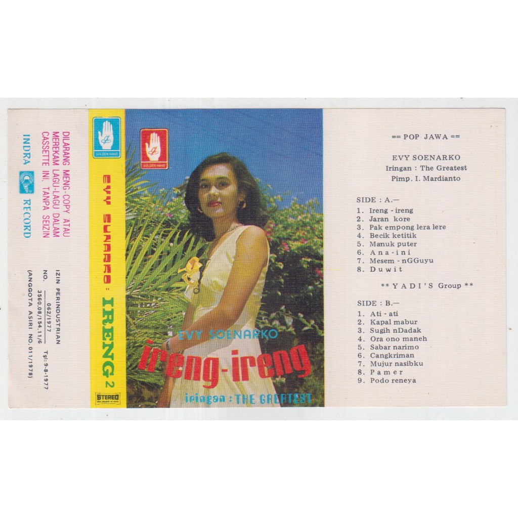 COVER SAMPUL KASET EVY SOENARKO - IRENG-IRENG