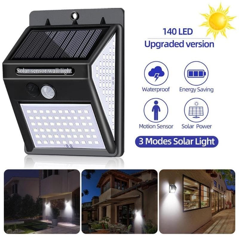 Roppu Lampu Solar Dinding Outdoor Tenaga Surya 140 LED