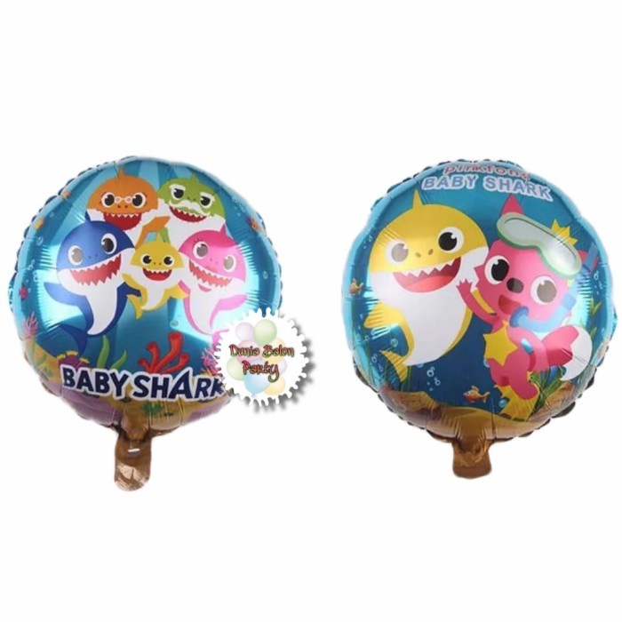 Balon Foil Bulat Bany Shark / Balon Foil Ikan Hiu Bulat