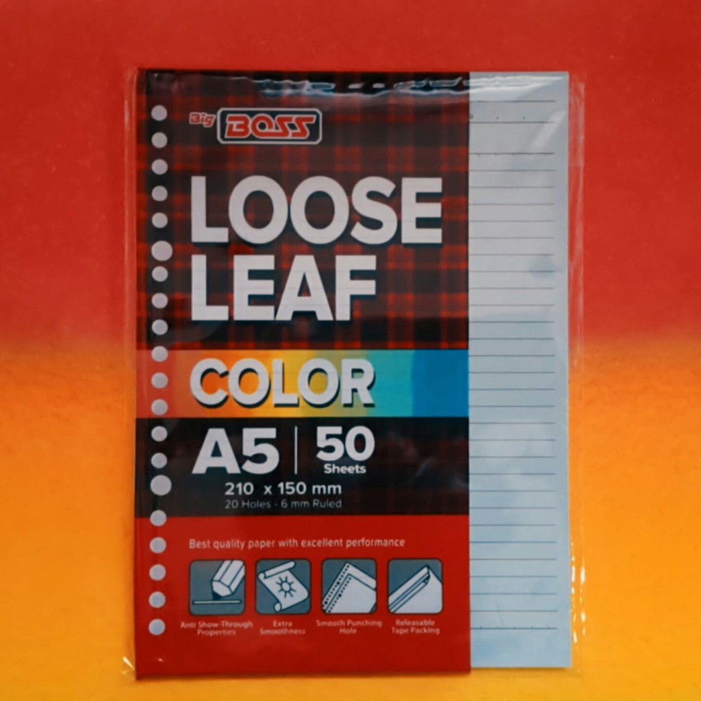 

A5 LOOSE LEAF/KERTAS ISI ULANG COLOR BERGARIS (PACK) - 50 LEMBAR