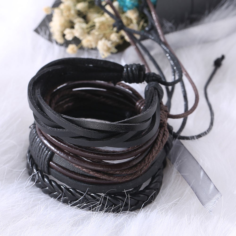 MOJITO 1Pc Unisex European Hot Retro Multilevel Cowhide Handmade Woven Bracelet