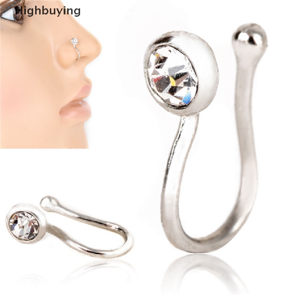 Hbid Anting Klip Hidung / Telinga / Bibir Tanpa Tindik Bahan Stainless Steel Hias Kristal Untuk Wanita