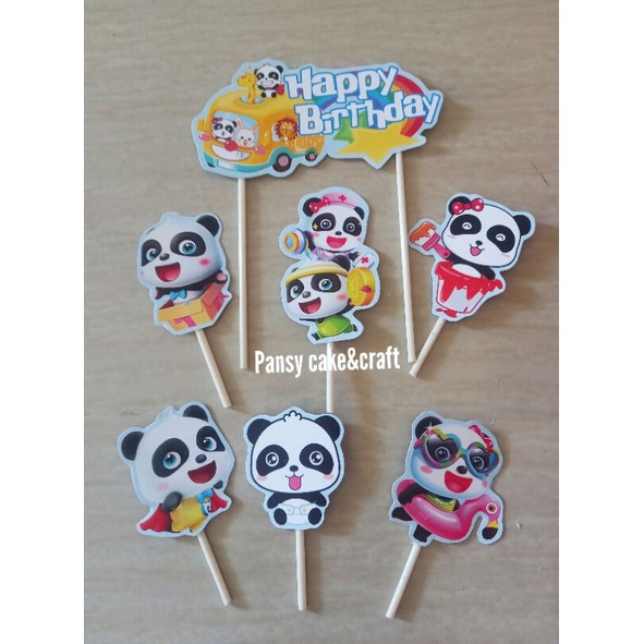 Cake topper / cupcake topper Baby Bus + banner birthday EKONOMIS