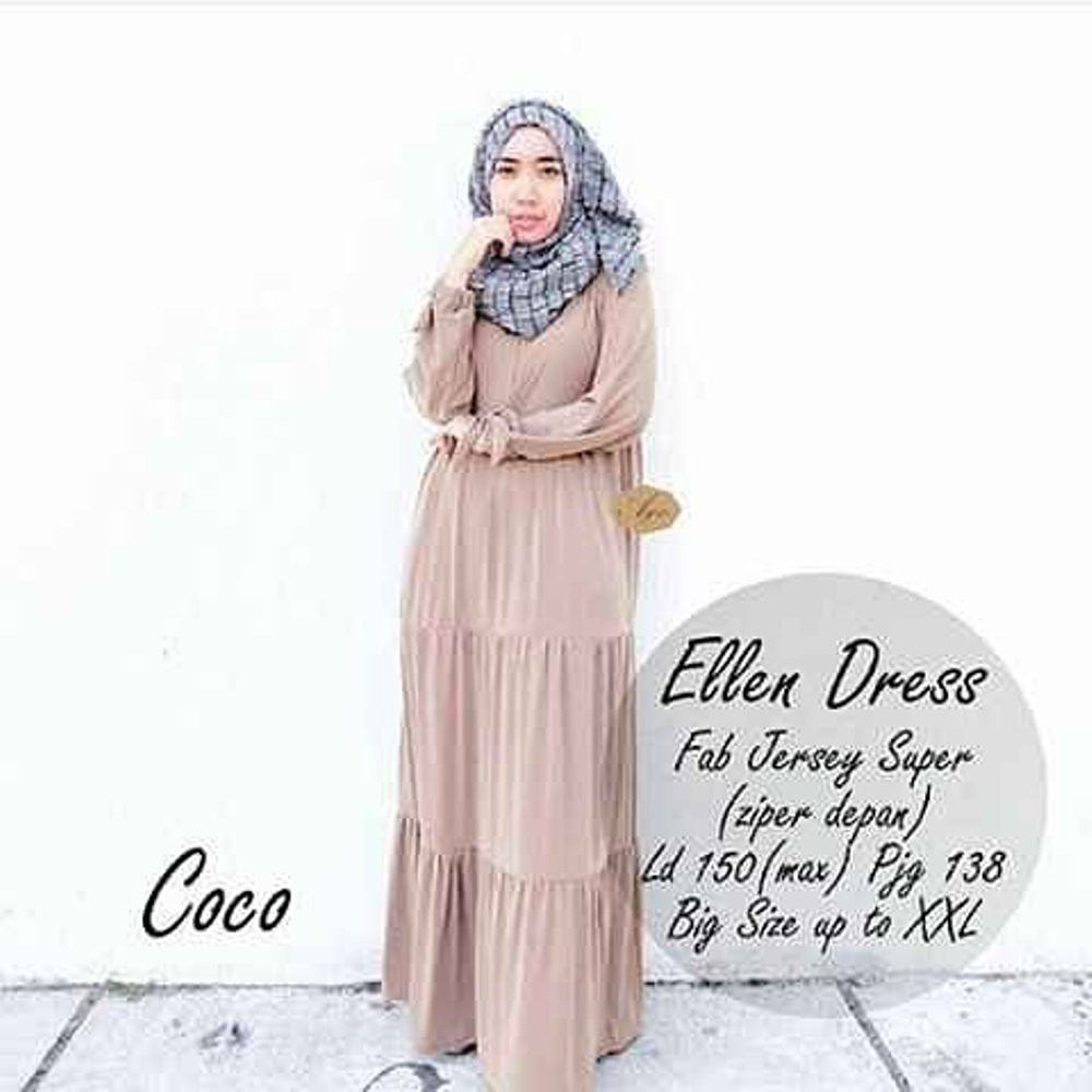 TERLARIS ellen dress big size [ bisa custom ] muslimah