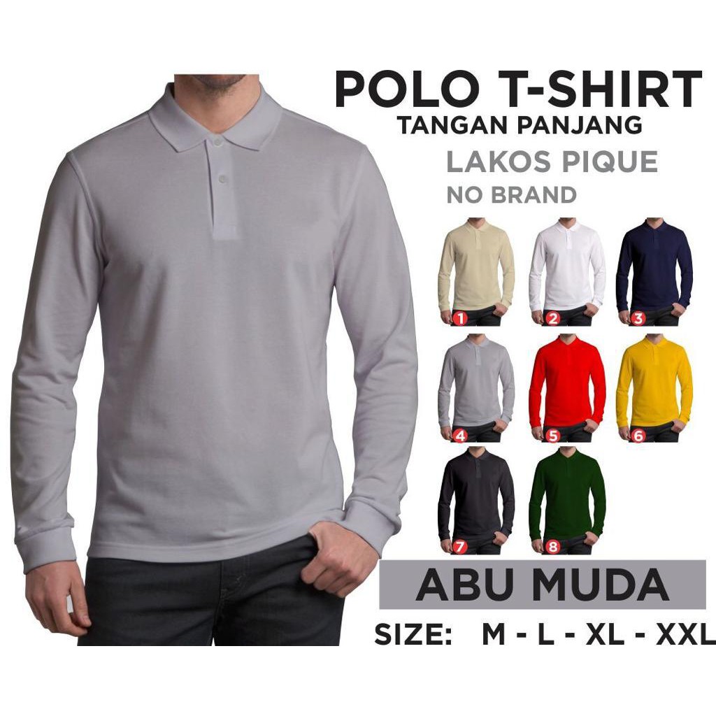 Kaospolos - Kaos Kerah Pria | Kaos Polo Shirt Lengan Panjang | Ujung Lengan Pakai Ban Rib Atau Karet