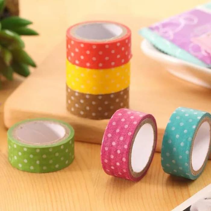

TERLARIS!! Selotip / Solasi kertas Polkadot warna-warni