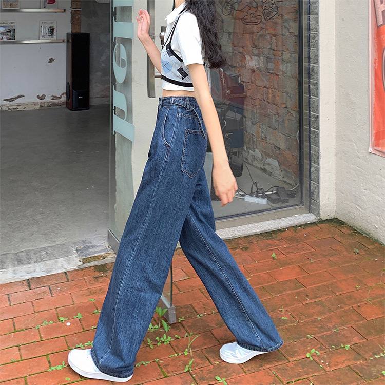 BEARYJEANS Adjustable Denim Jeans Culottes Celana Kulot Jeans Wanita Loose Leg Korean Style - BJ010