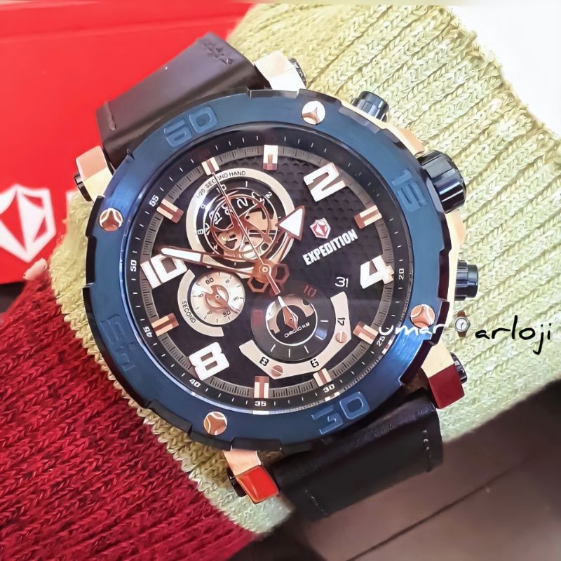 Jam Tangan Pria Expedition E 6769 Mc Blue Chronograph Original Fashion Pria