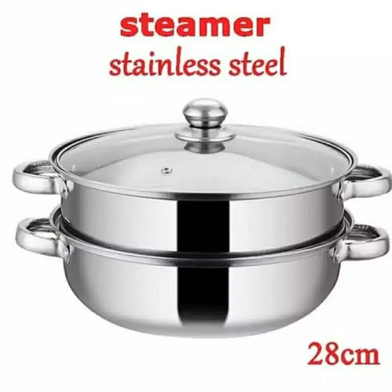 Panci Steamer Panci Kukus Susun Stainless Steel Double Pan Serbaguna