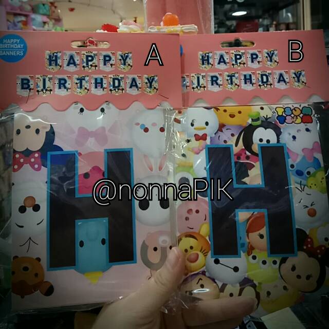 PAJANGAN BENDERA DINDING HAPPY BIRTHDAY Ulang Tahun Disney Tsum Tsum