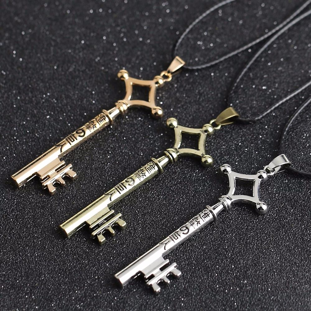 MXBEAUTY Fashion Keychian Cartoon Jewelry Toy Keyring Attack on Titan Necklaces Pendants Gift Jaeger's Key Shape Metal Key Shape Necklaces Shingeki No Kyojin Retro Eren/Multicolor