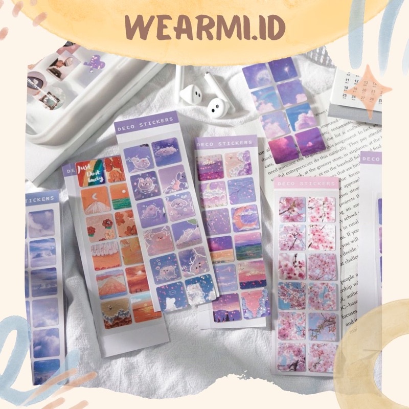 

1 lembar Sticker Aesthetic Laser Glitter Sky Sakura Sunset Deco Stiker Square Scrapboon Bujo Jurnal DIY Wearmi