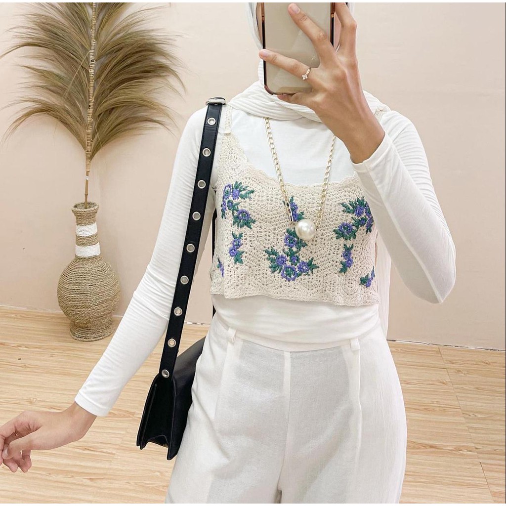 1KG MUAT 8PCS | KATE FLOWERY VEST OUTWEAR KNITTED PREMIUM KOREAN STYLE HITS OOTD SELEBGRAM