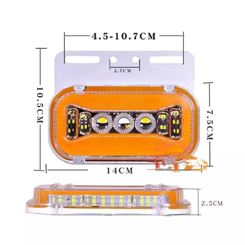 Lampu Bak Led Universal Oval Besar Sein Sen Running. 24V Truck Truk 196